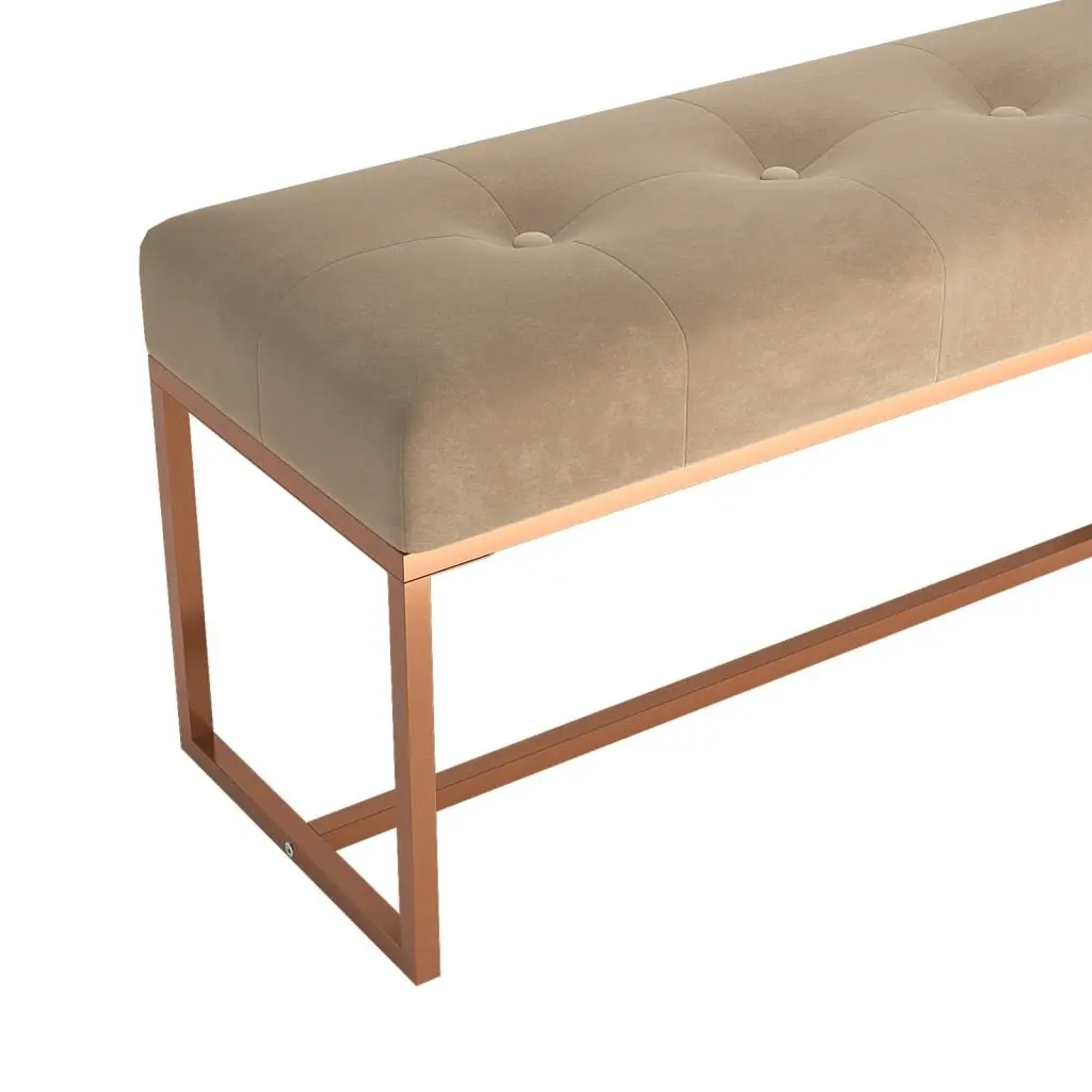 Beige Velvet Bench Offering Comfort and Style