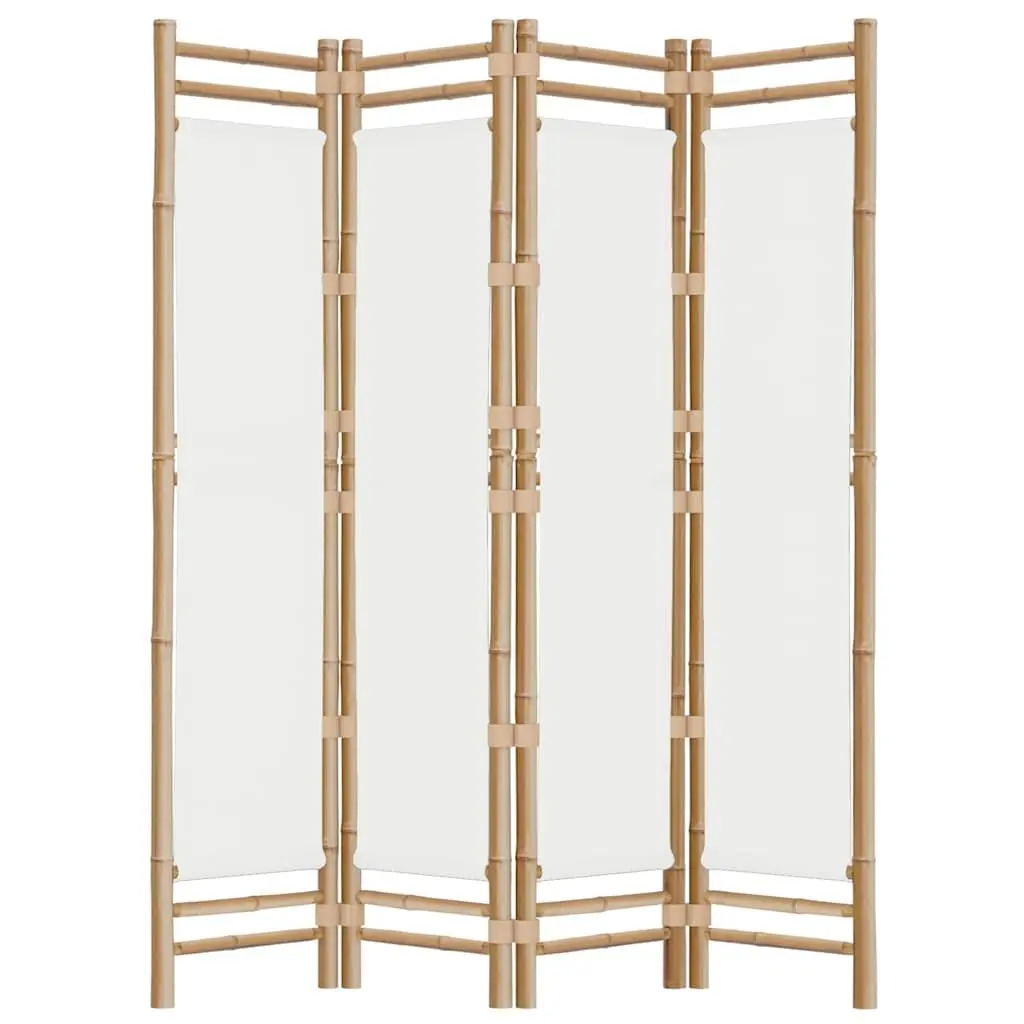 Folding Room Divider Privacy Screen 4-Panel 160cm Bamboo Canvas Cream