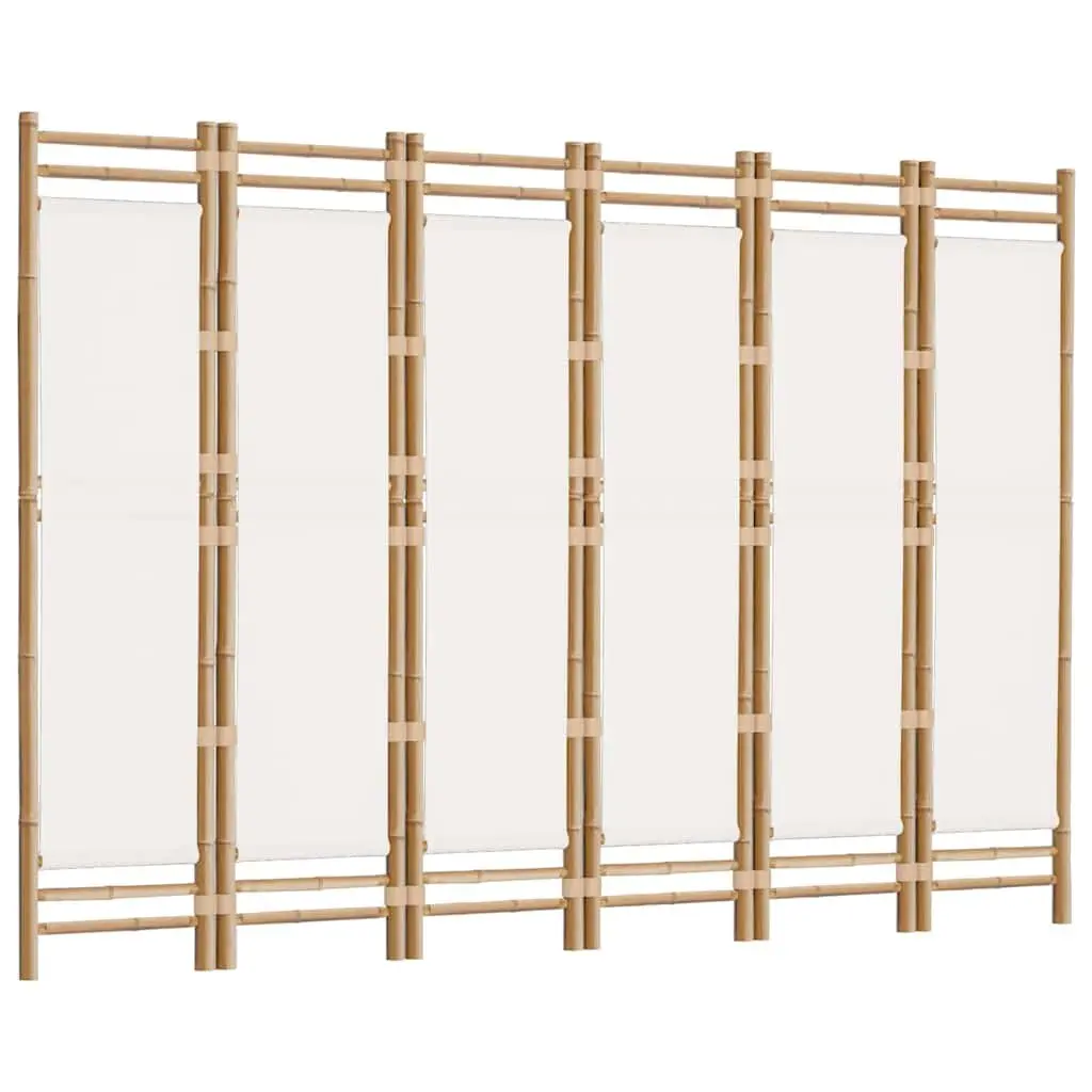 Folding Room Divider Privacy Screen 240 cm 6-Panel Bamboo Canvas Cream