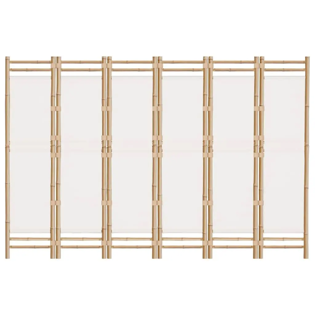 Folding Room Divider Privacy Screen 240 cm 6-Panel Bamboo Canvas Cream