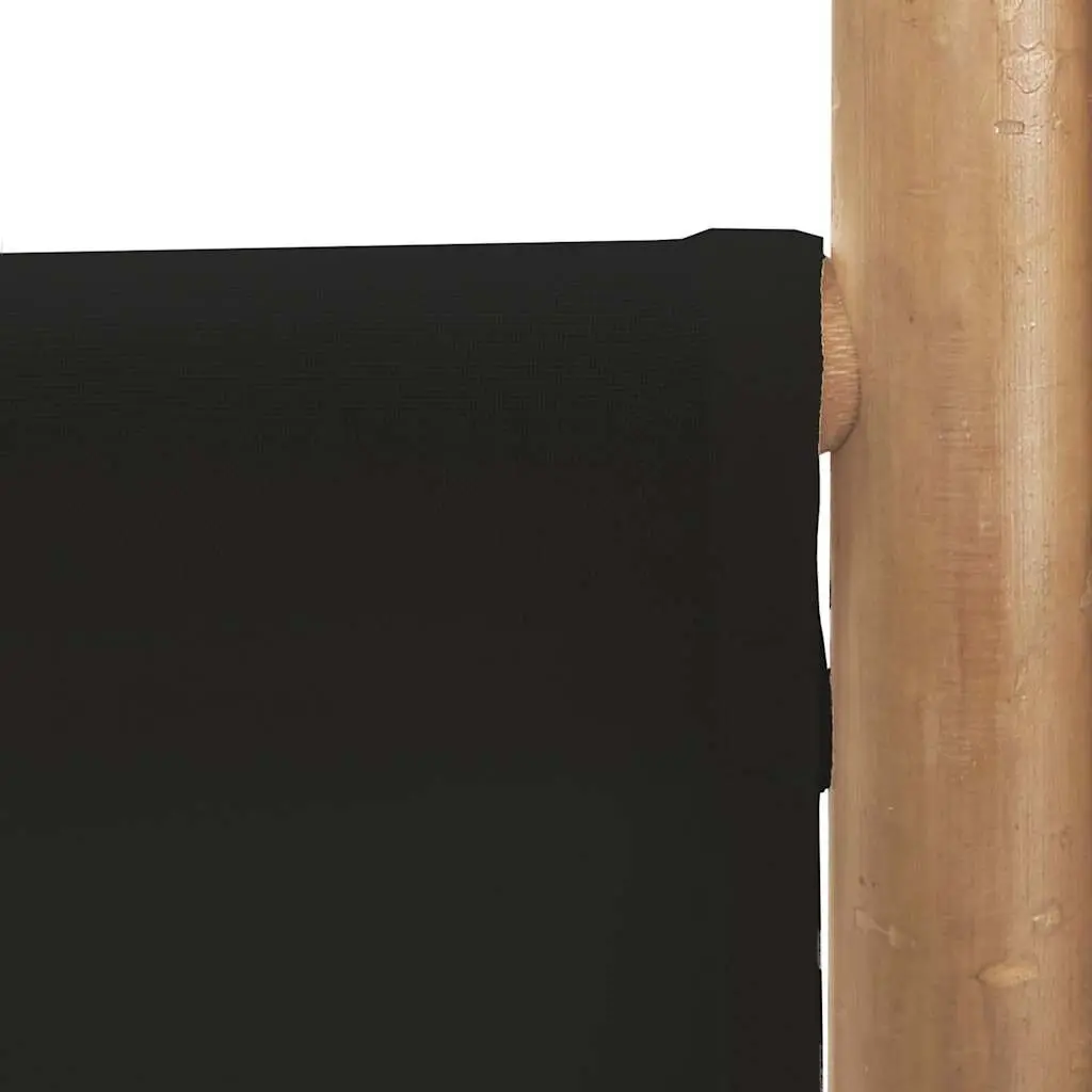 Room Divider Privacy Screen Folding 4-Panel Bamboo Canvas Black