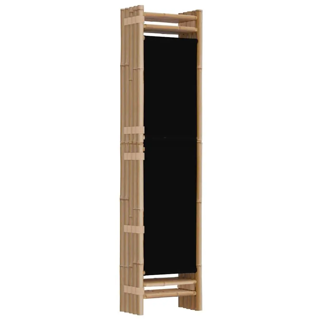 5-Panel Room Divider Privacy Screen 200cm Bamboo Canvas Black