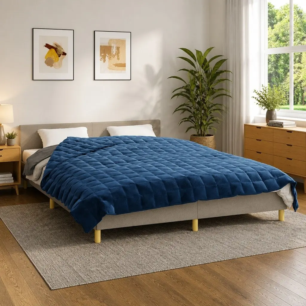 Weighted Blanket Calming Sleep 200x200 cm Blue 13 kg