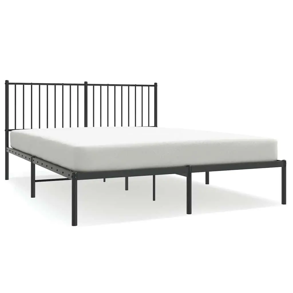Black Metal Bed Frame Queen with Storage