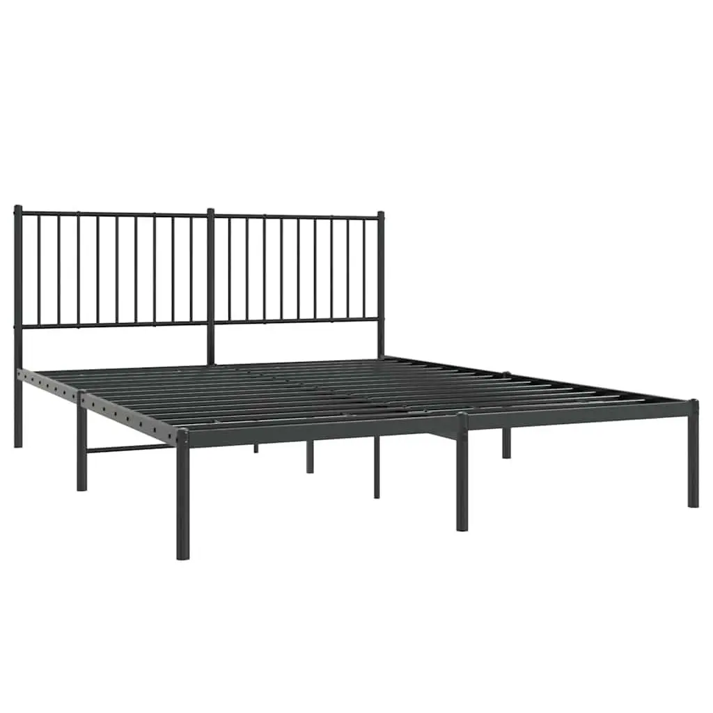 Black Metal Bed Frame Queen with Storage