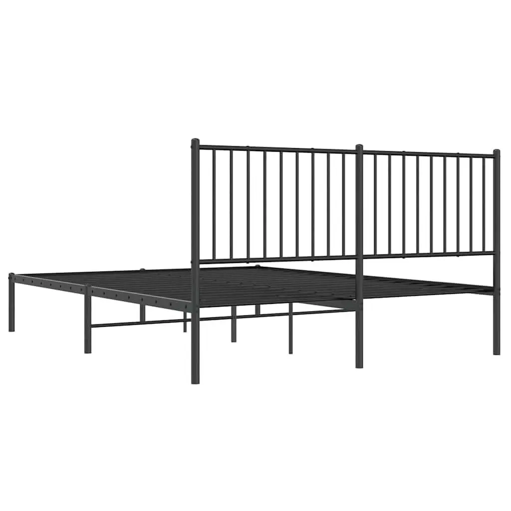 Black Metal Bed Frame Queen with Storage