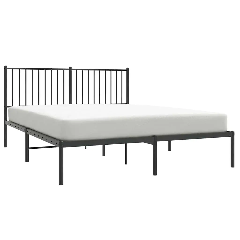 Black Metal Bed Frame Queen with Storage
