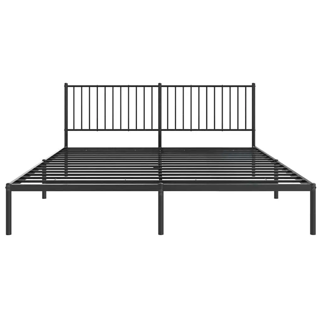 Black Metal Bed Frame King with Headboard Support