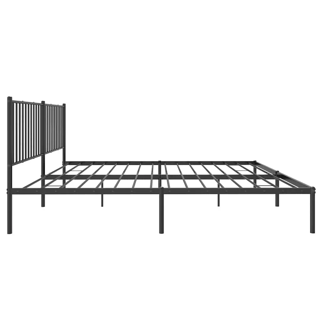 Black Metal Bed Frame King with Headboard Support