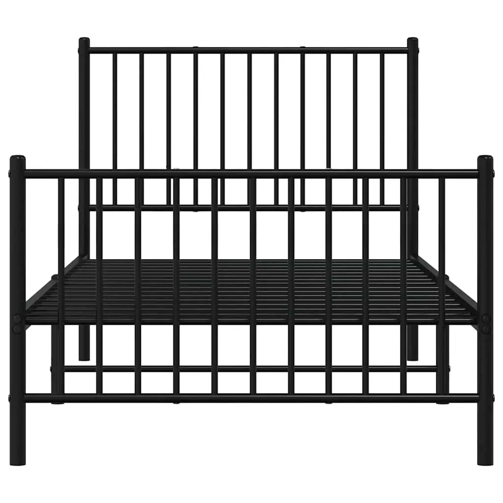 Metal Bed Frame 90x190 cm Headboard Footboard Slatted Base Black