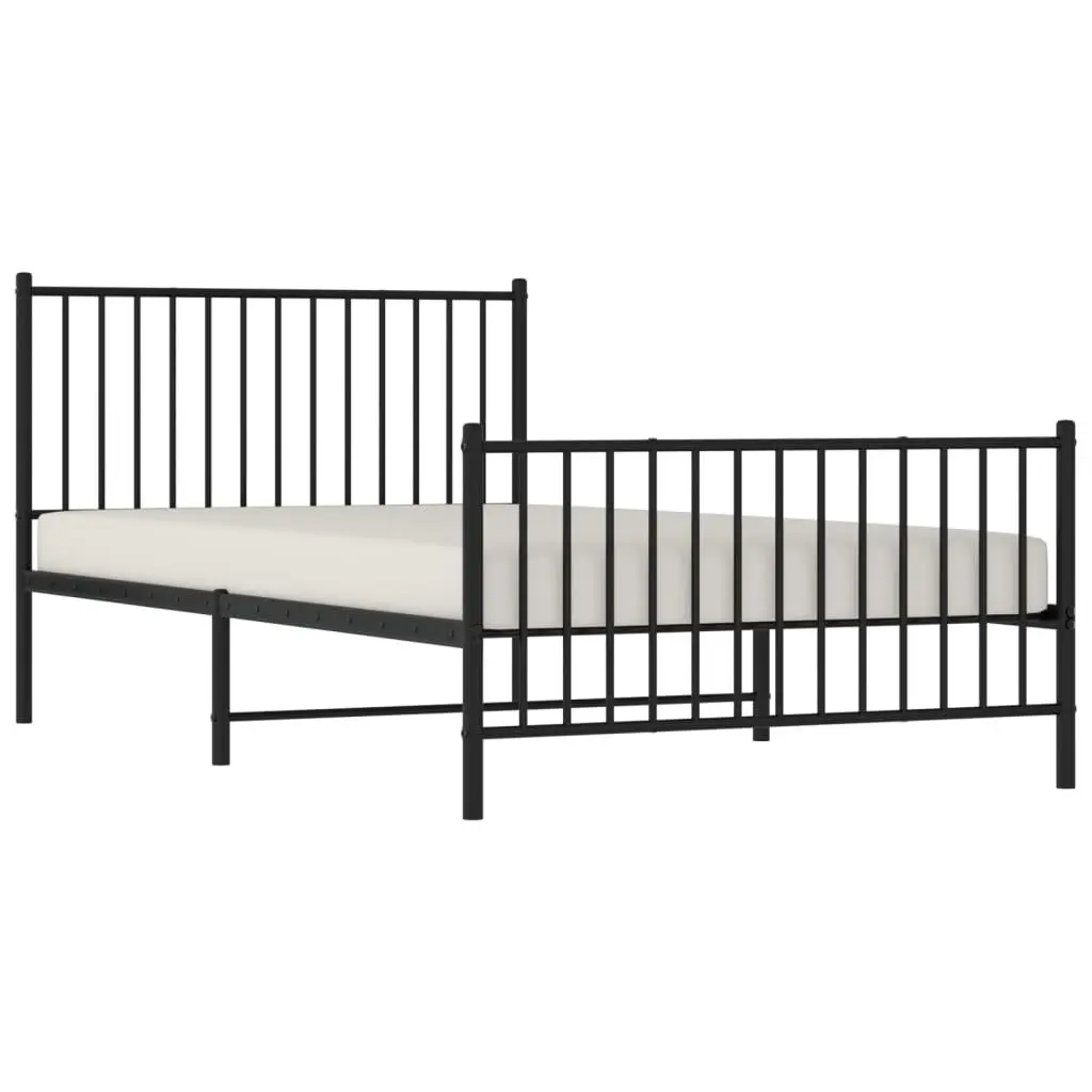 Metal Bed Frame King Single 107x203 cm with Footboard Slatted Base Black