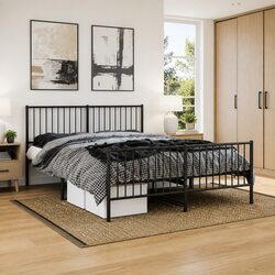 Reliable Metal Bed Frame 150x200 cm Black for Your Comfort