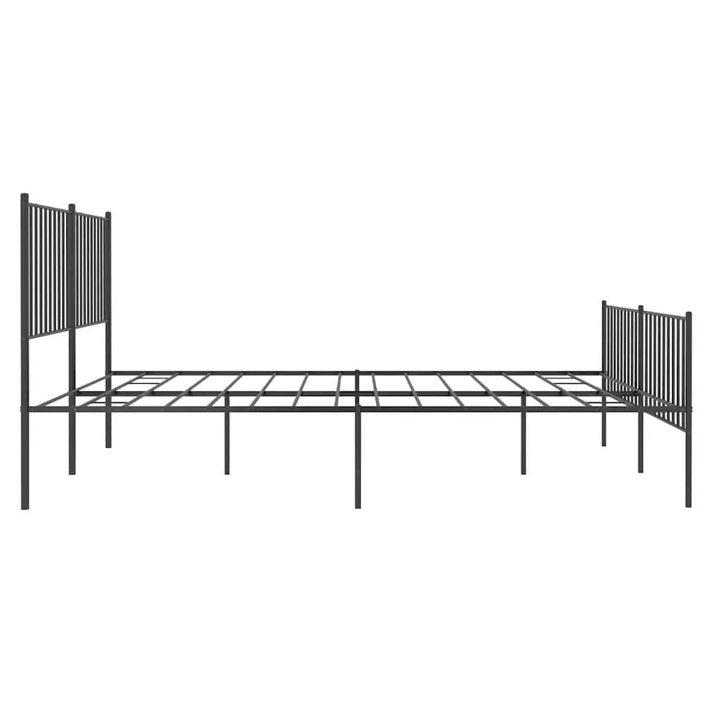 Metal Bed Frame 150x200 cm Black Bedroom Furniture with Headboard and Footboard
