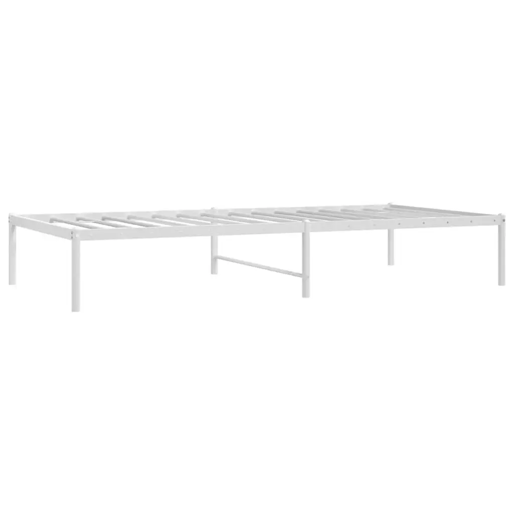 Metal Bed Frame 90x190 cm White Steel Platform Slat Support