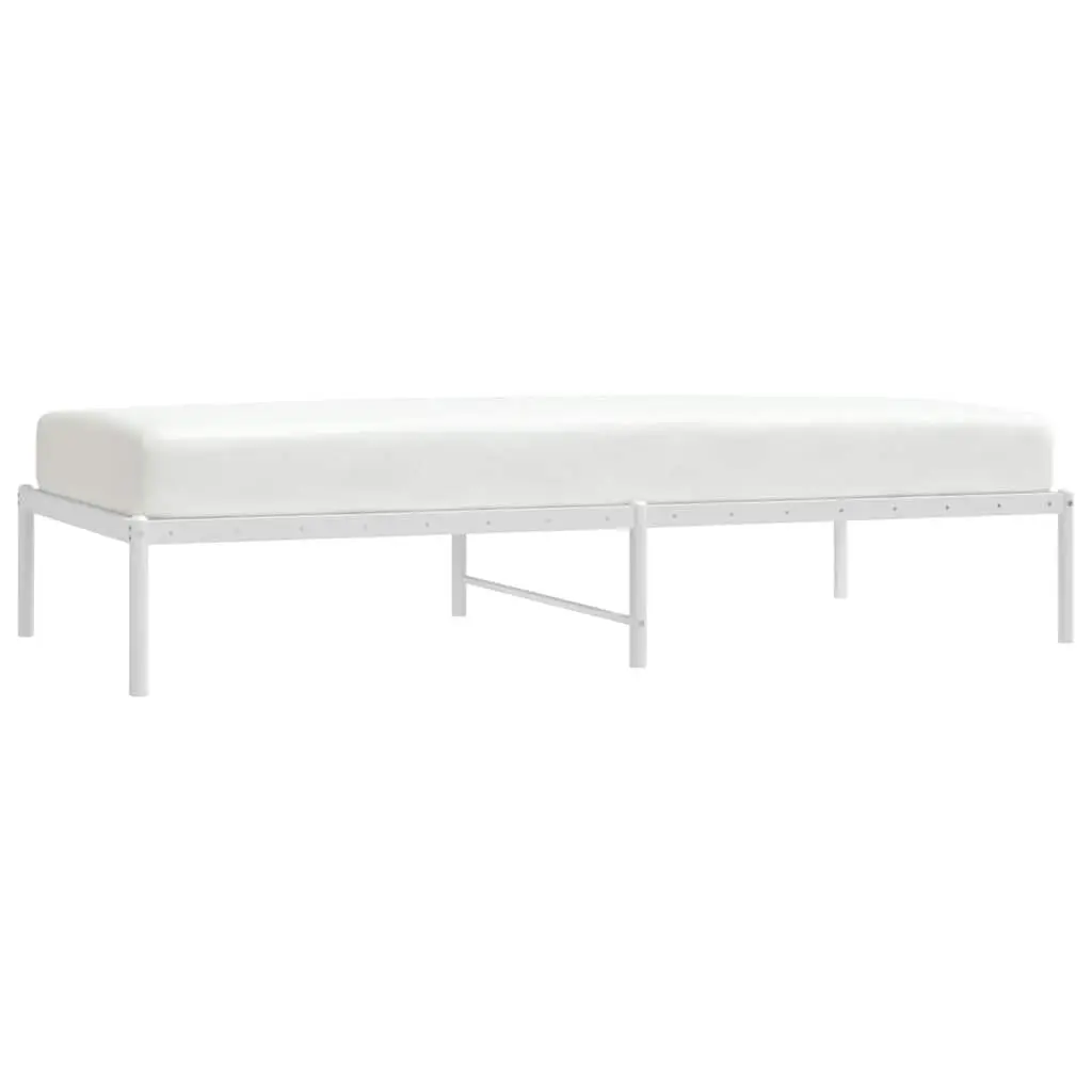 Metal Bed Frame 90x190 cm White Steel Platform Slat Support