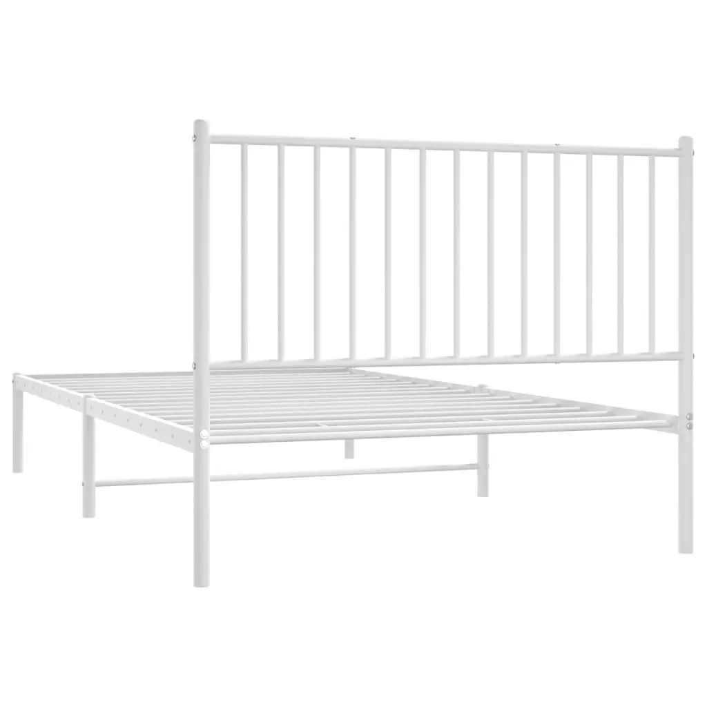Metal Bed Frame King Single 107x203 cm Slatted Base Headboard White