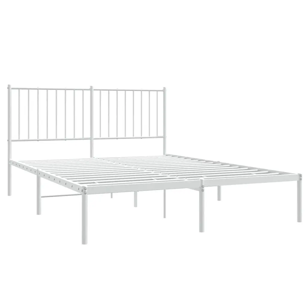 Metal Bed Frame with Headboard Storage Space 135x190 cm White