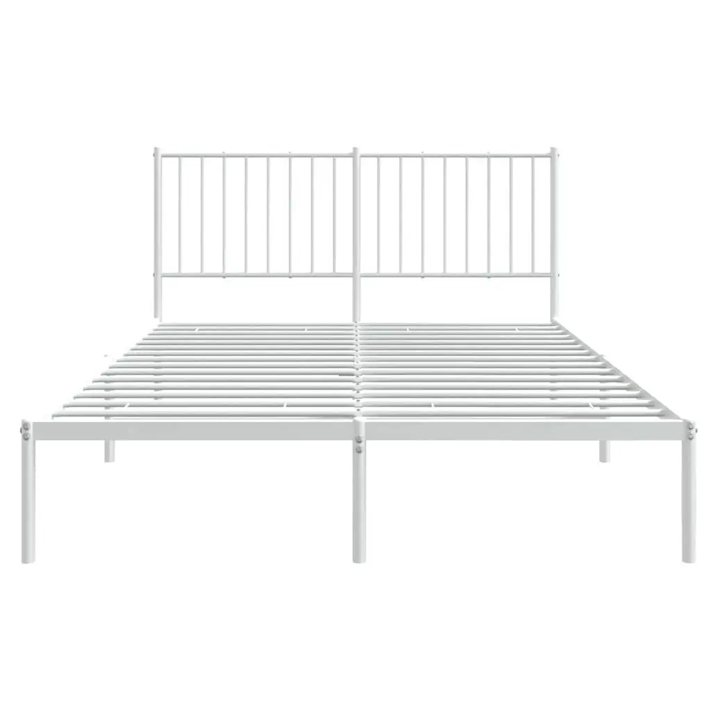 Metal Bed Frame with Headboard Storage Space 135x190 cm White