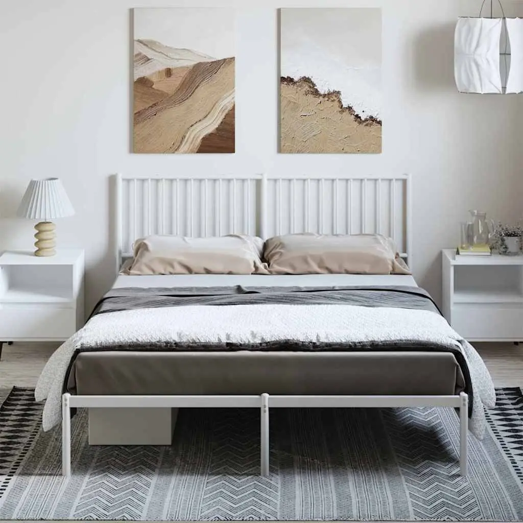 White Metal Bed Frame 150x200 cm with Storage