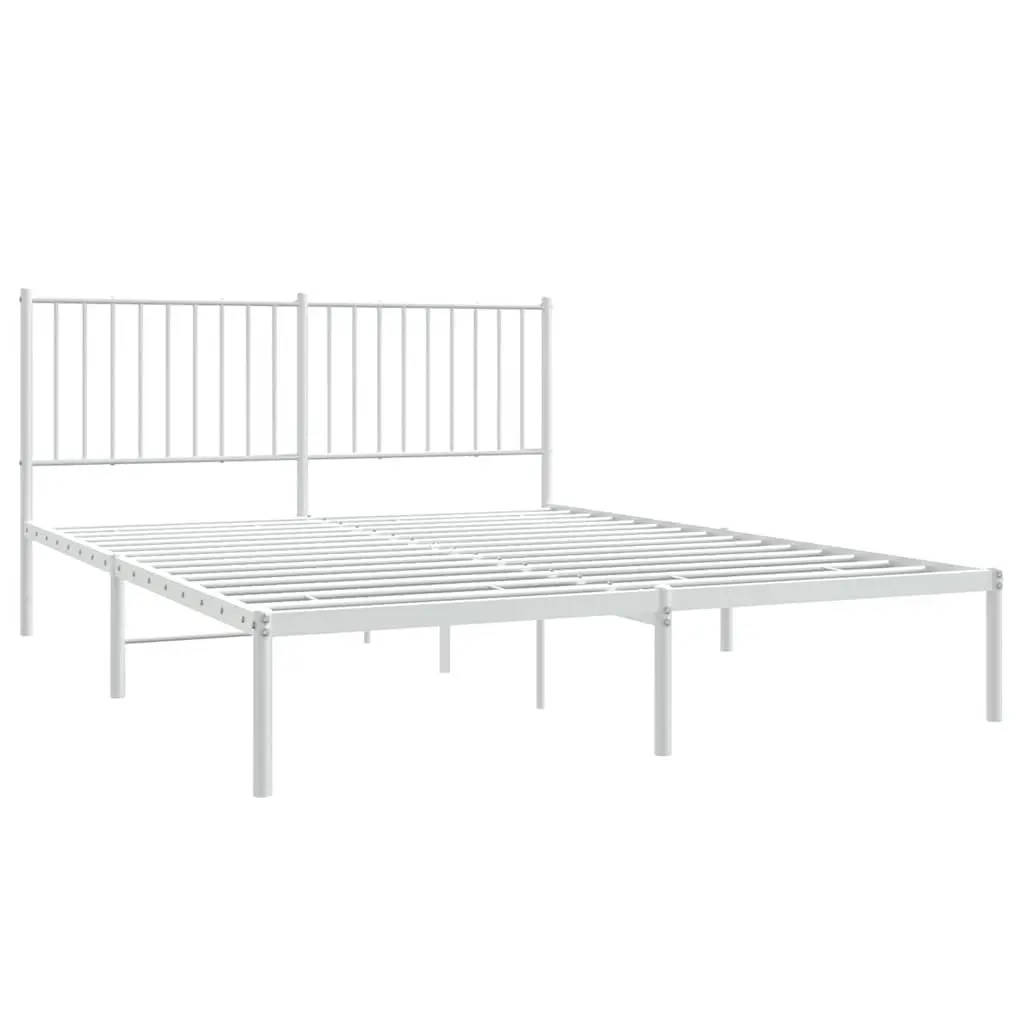 White Metal Bed Frame 150x200 cm with Storage