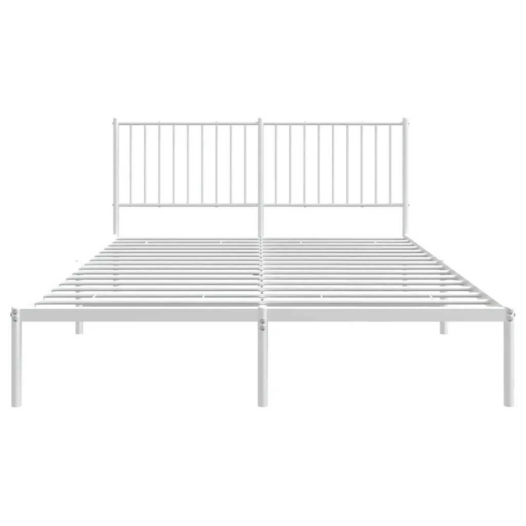 White Metal Bed Frame 150x200 cm with Storage