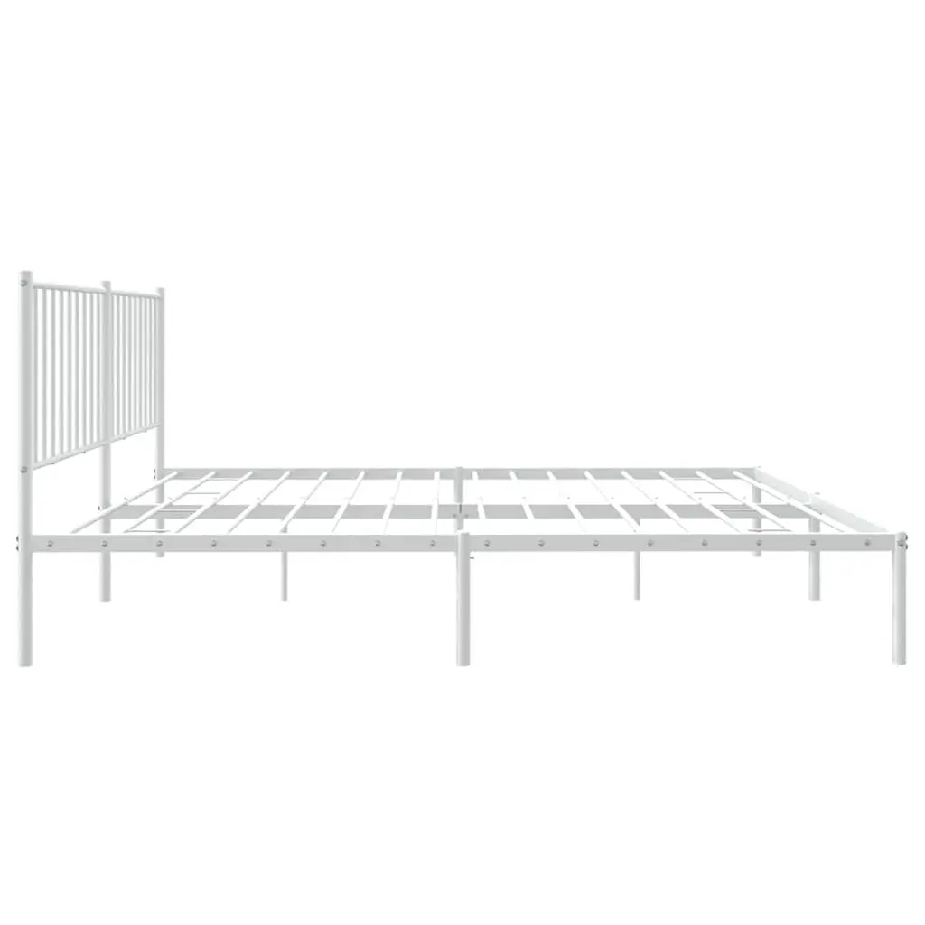 White Metal Bed Frame 150x200 cm with Storage