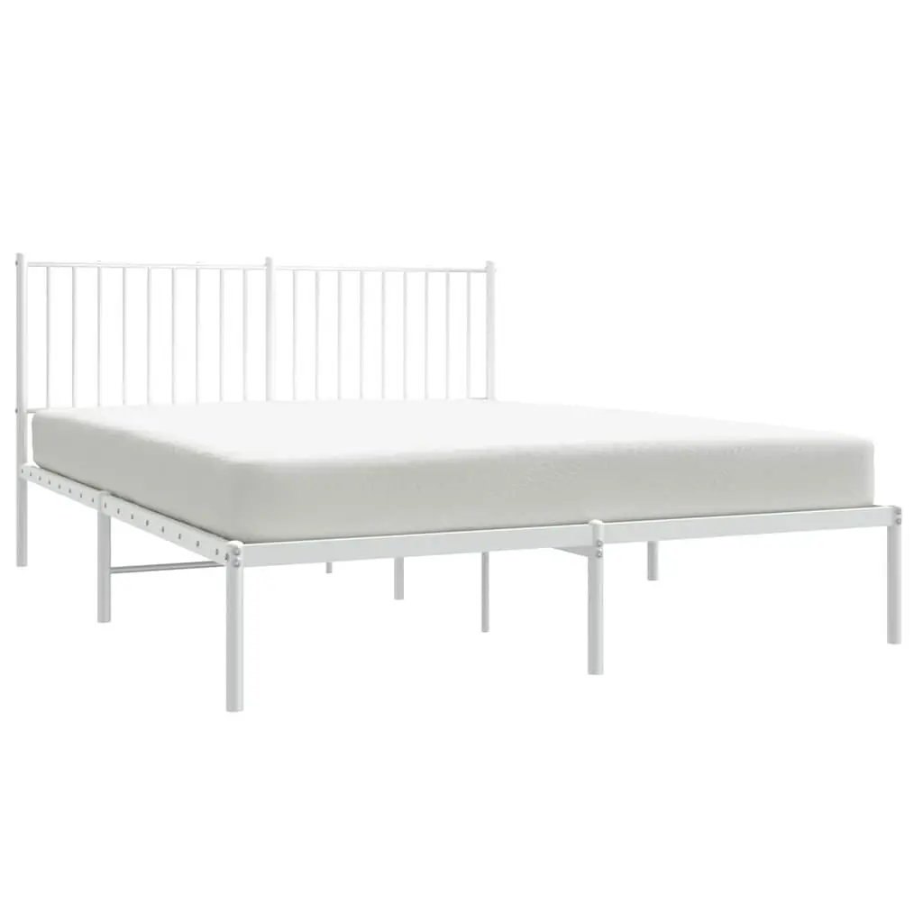 White Metal Bed Frame 150x200 cm with Storage