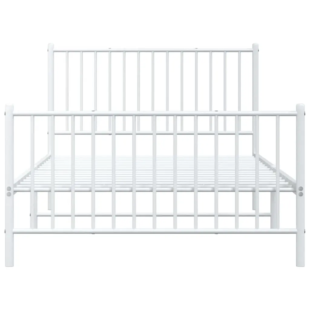 Metal Bed Frame King Single 107x203 cm White Slatted Base Bedroom