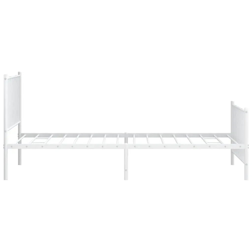 Metal Bed Frame King Single 107x203 cm White Slatted Base Bedroom