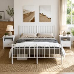 White Metal Bed Frame 150x200 cm: Quality and Functionality