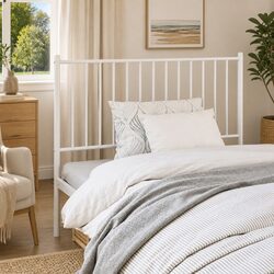 Metal Headboard White 107cm Bedroom Bed Header Sturdy Steel Support
