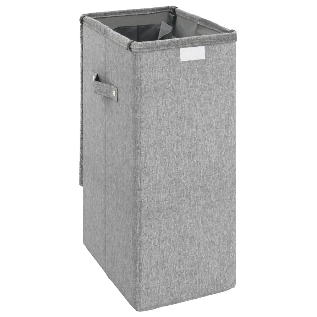 Foldable Laundry Hamper Grey 26x34.5x59.5cm Storage Basket with Handles Lid