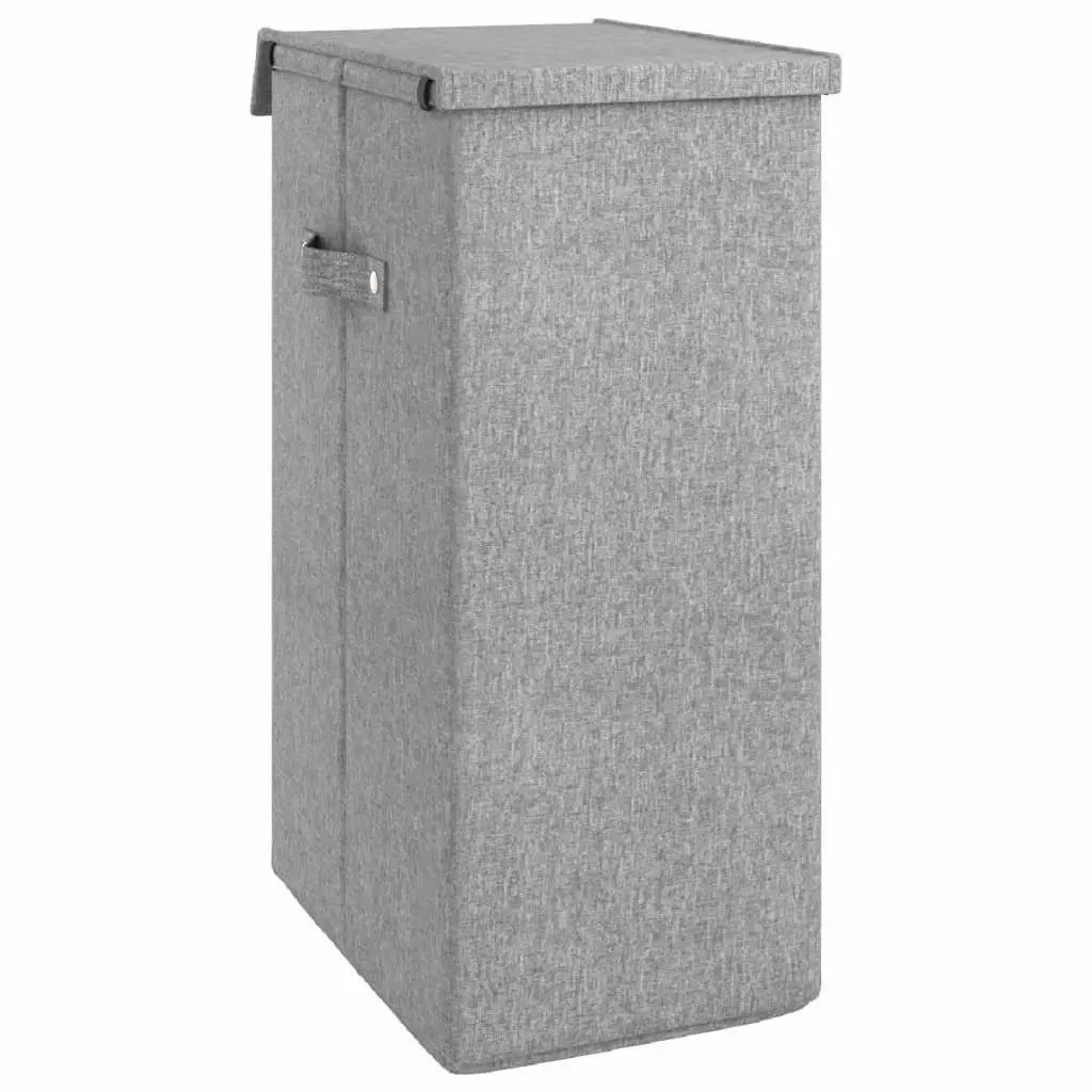 Foldable Laundry Hamper Grey 26x34.5x59.5cm Storage Basket with Handles Lid