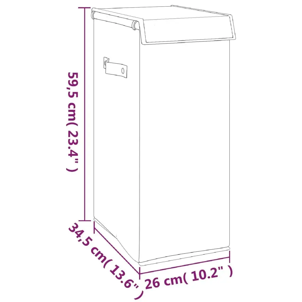 Foldable Laundry Hamper Grey 26x34.5x59.5cm Storage Basket with Handles Lid