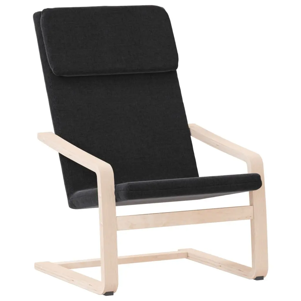 Relaxing Armchair Black Fabric Padded Seat Sturdy Frame Living Room Lounge Chair