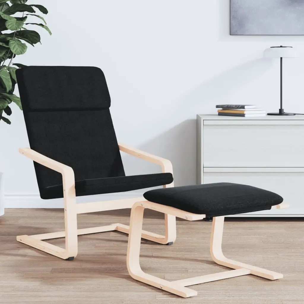 Relaxing Armchair Black Fabric Padded Seat Sturdy Frame Living Room Lounge Chair