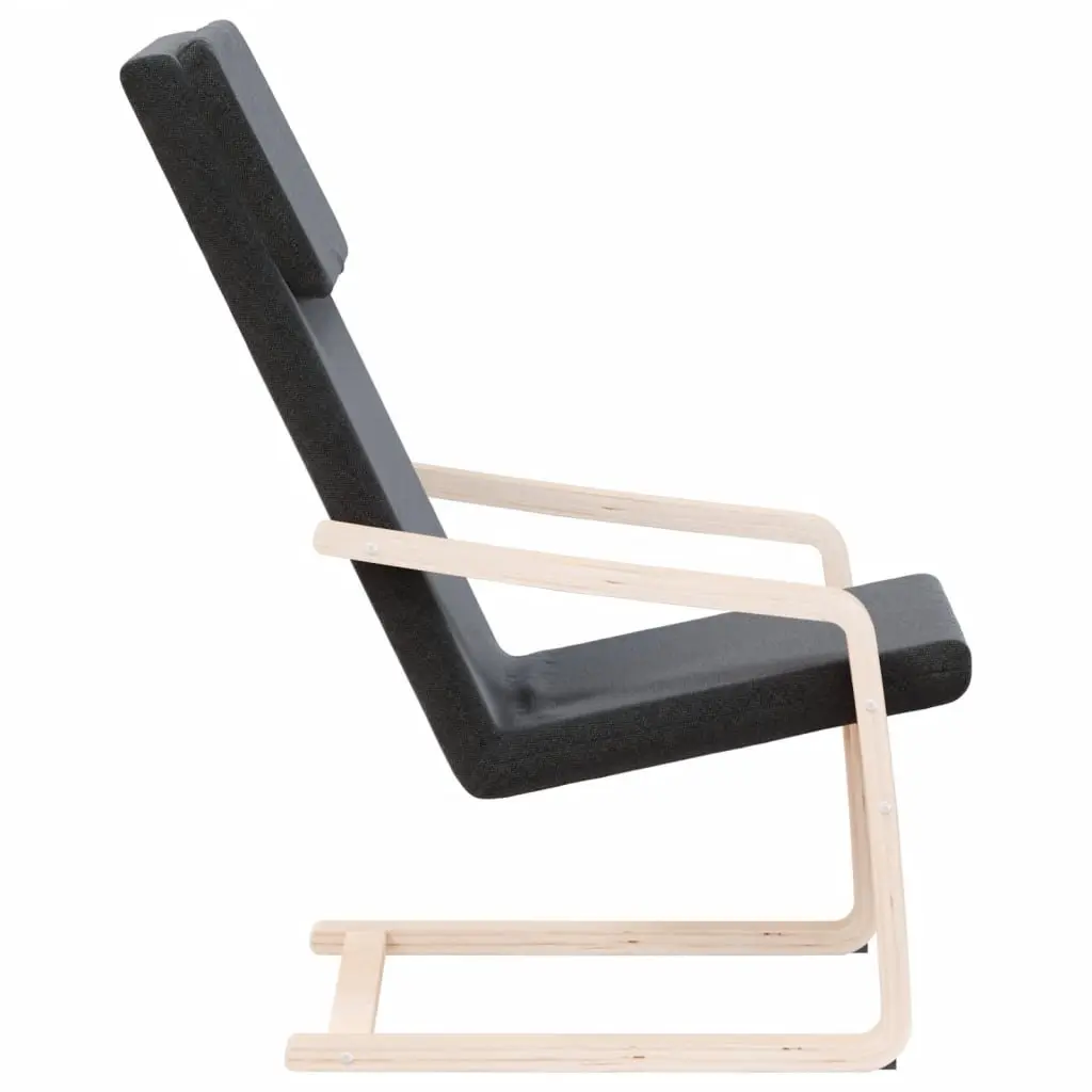 Relaxing Armchair Black Fabric Padded Seat Sturdy Frame Living Room Lounge Chair