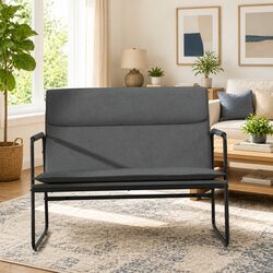 Warm and Inviting Grey Fabric Bench for Relaxation