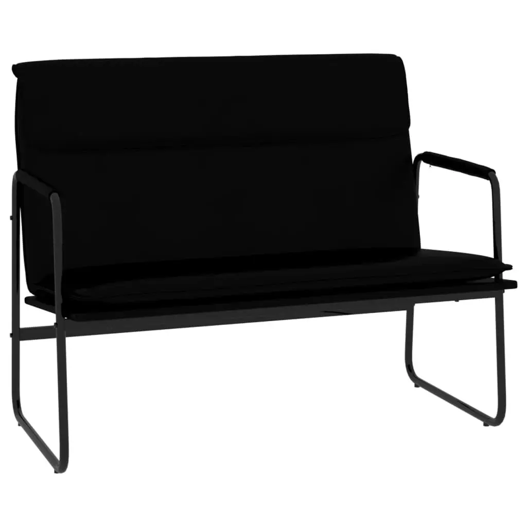 Black Faux Leather Bench with Padded Back Rest