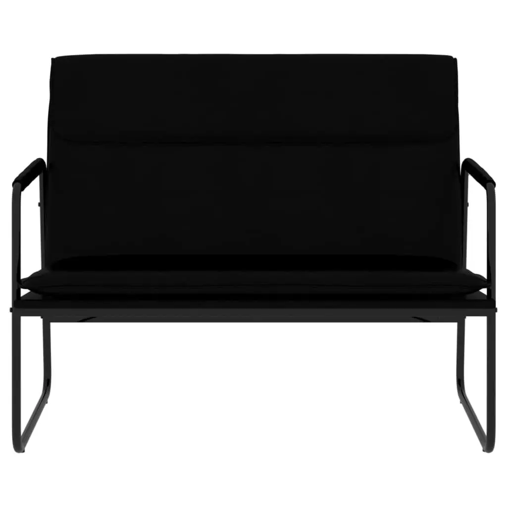 Black Faux Leather Bench with Padded Back Rest