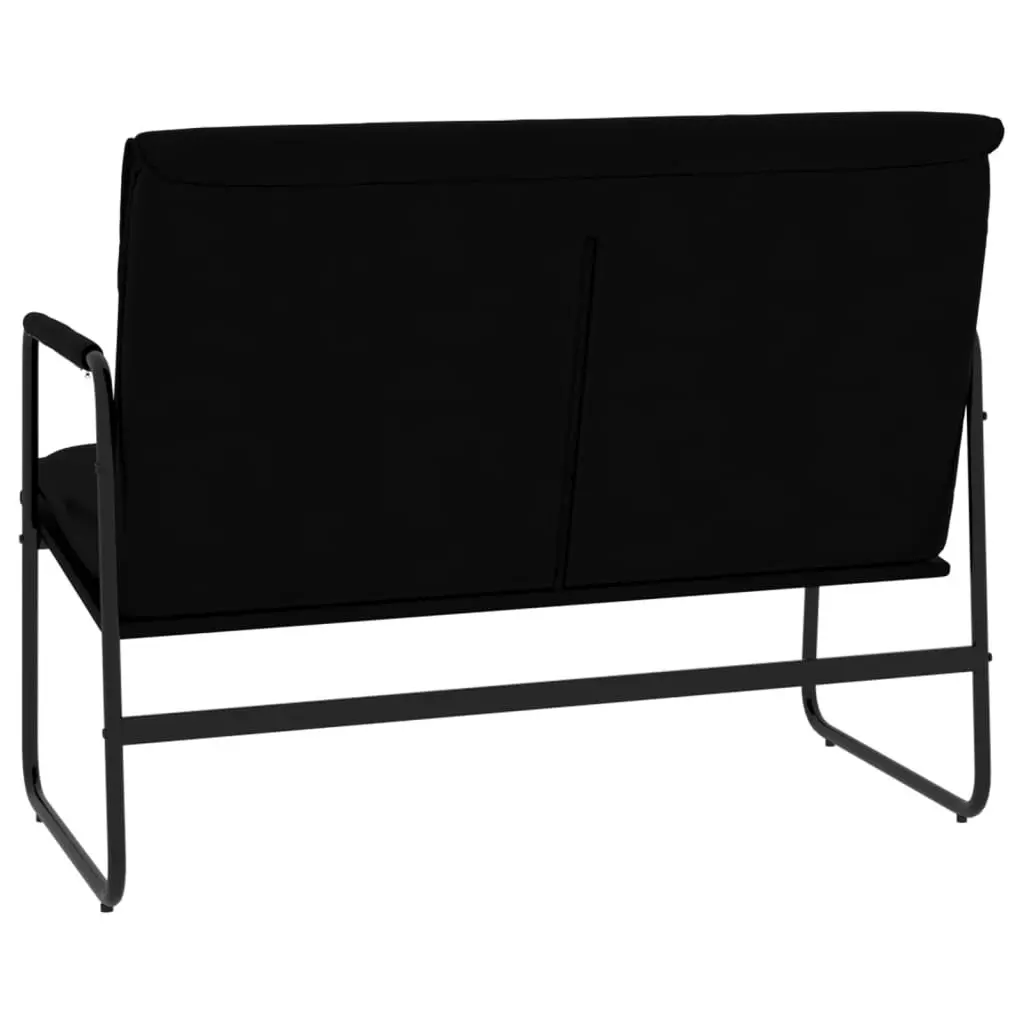 Black Faux Leather Bench with Padded Back Rest