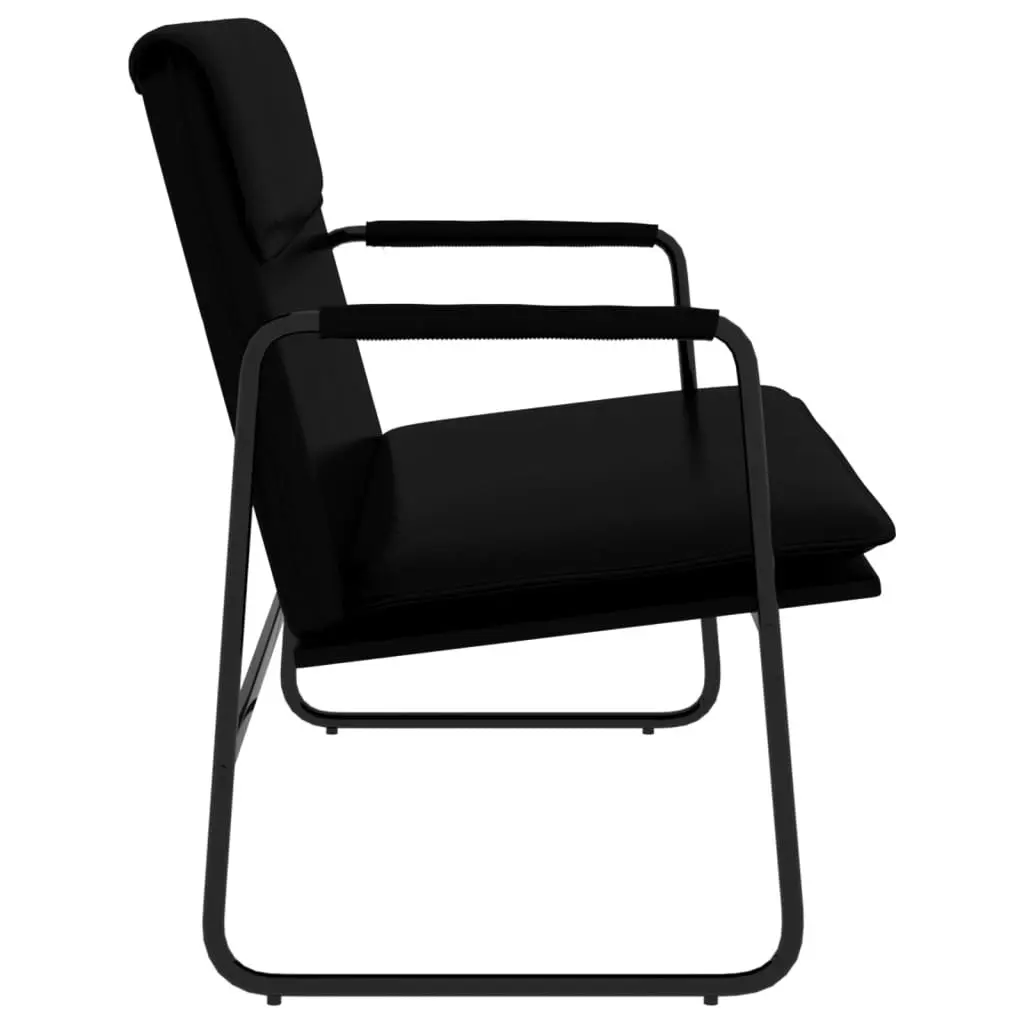 Black Faux Leather Bench with Padded Back Rest