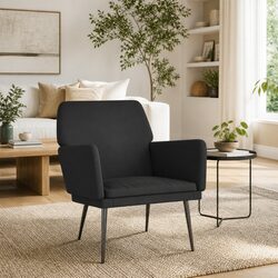 Practical and Cozy: Black Velvet Armchair