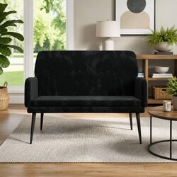 Comfortable Black Velvet Bench with Sturdy Support