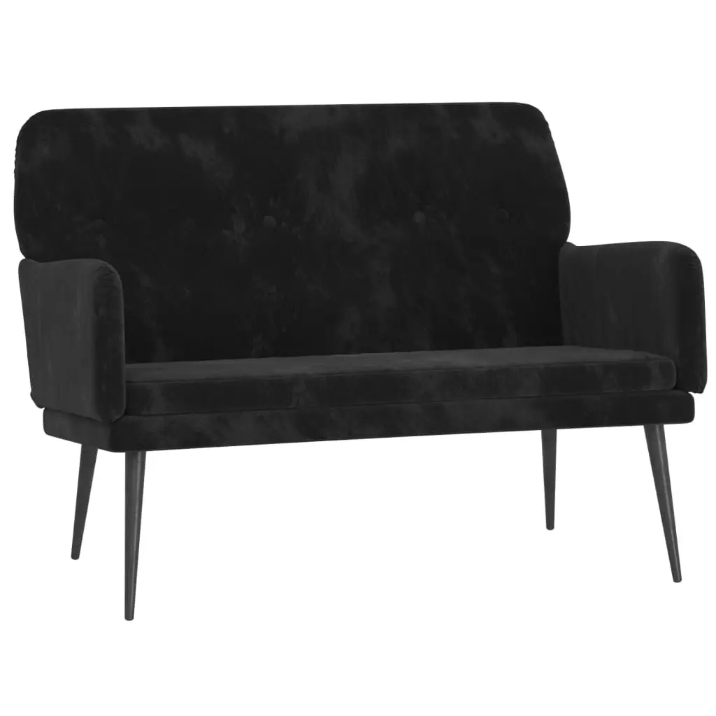 Black Velvet Bench with Sturdy Support