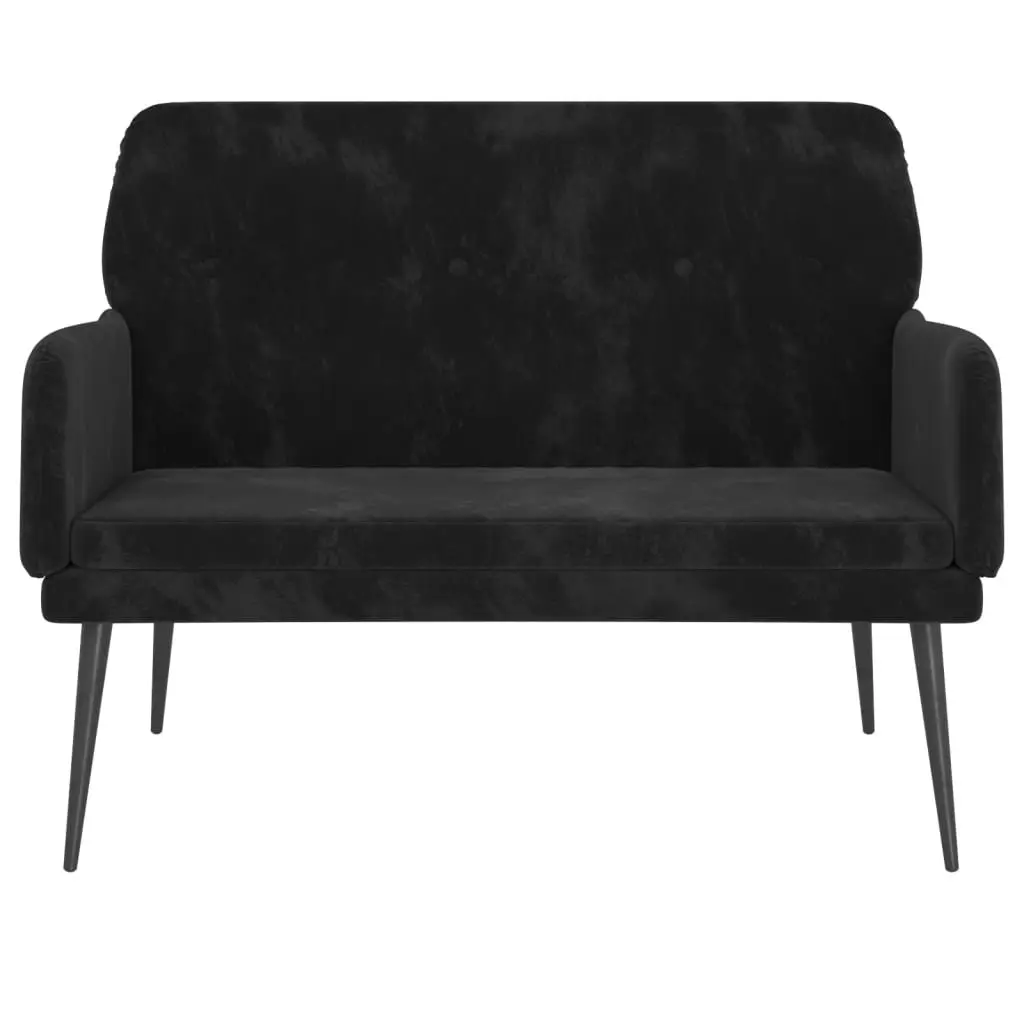 Black Velvet Bench with Sturdy Support