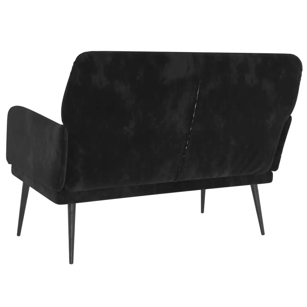 Black Velvet Bench with Sturdy Support