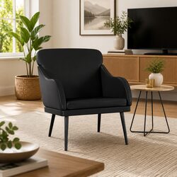 Comfortable Black Faux Leather Armchair with Ergonomic Design