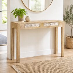 Console Table 110x30x75 cm Solid Mango Wood Entryway Storage Drawers