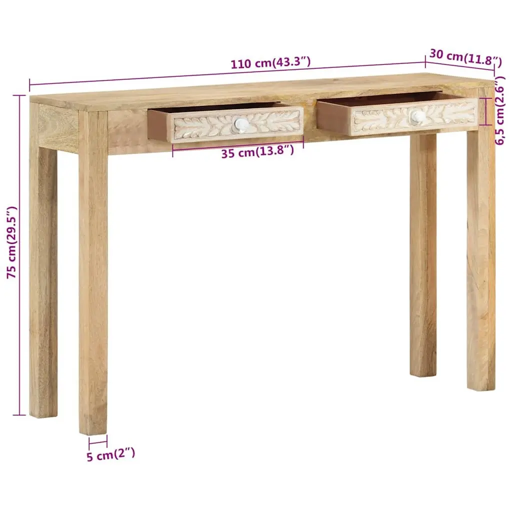 Console Table with Storage Drawers in Brown